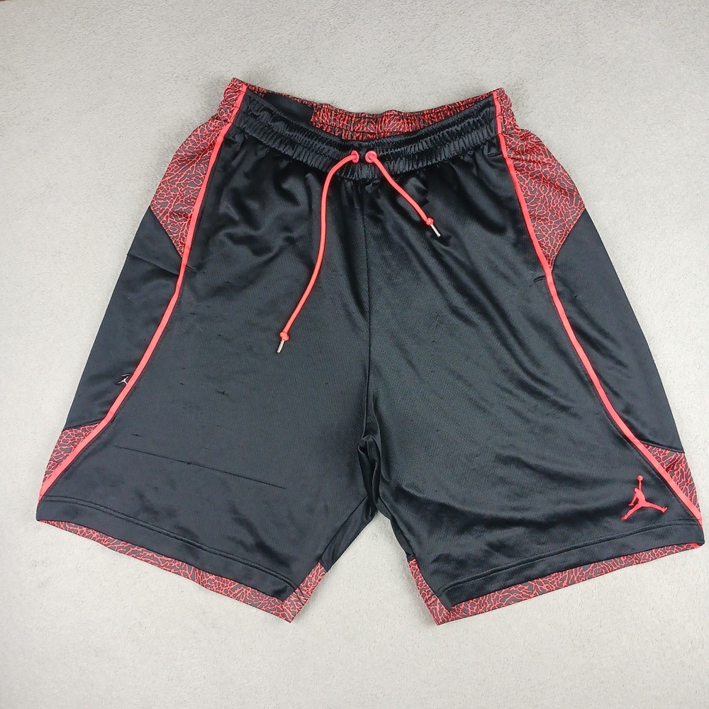 Jordan Shorts Mens Large Dri-FIT Basketball Elephant Print Black Red